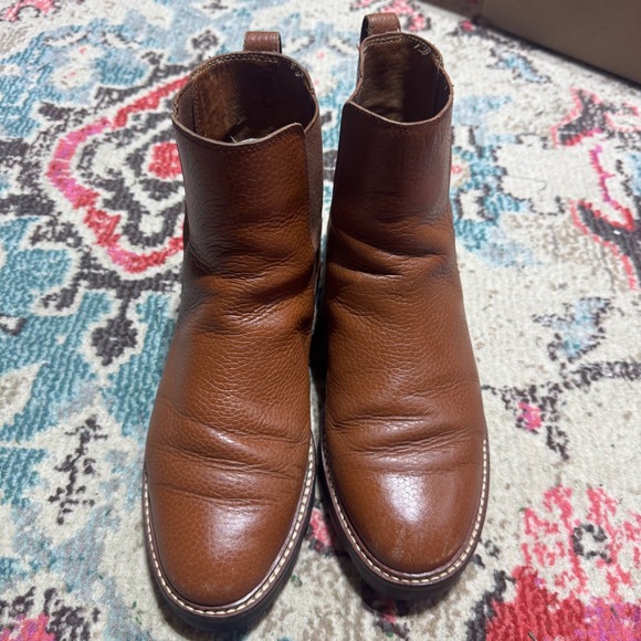 Madewell Pebbled Brown Leather Chelsea Lug Sole Chunky Ankle Booties Womens 9.5 - Picture 7 of 11
